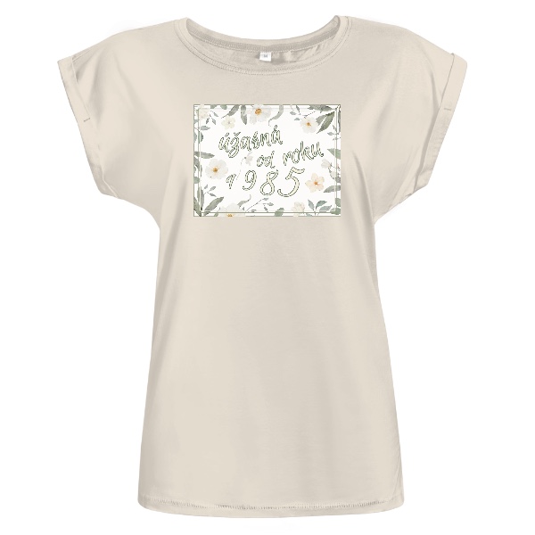 Tričko s potiskem  Úžasná od roku 1985 romantické květiny