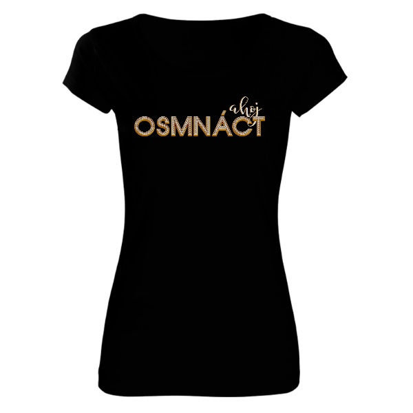 Tričko s potiskem Ahoj osmnáct diamantový nápis ve zlatě