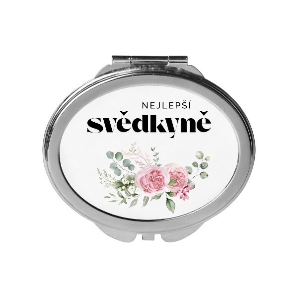 Zrcátko oválné s potiskem Akvarelová kytice pivoňky eukalyptus nejlepší svědkyně