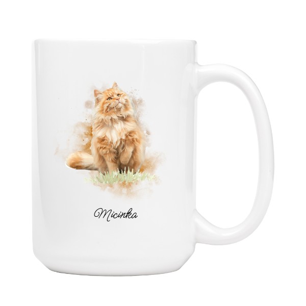 Hrnek velký s potiskem Akvarelový obrázek kočky z fotografie1
