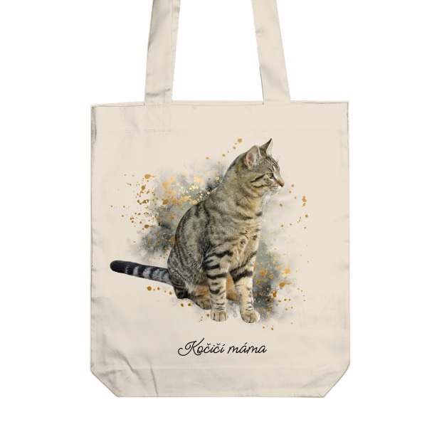 Taška z bio bavlny s potiskem Akvarelový obrázek kočky z fotografie2