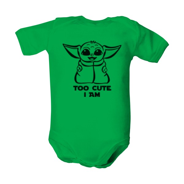 Dětské body  s potiskem Baby Yoda, Too cute I am, Mandalorian, Star Wars