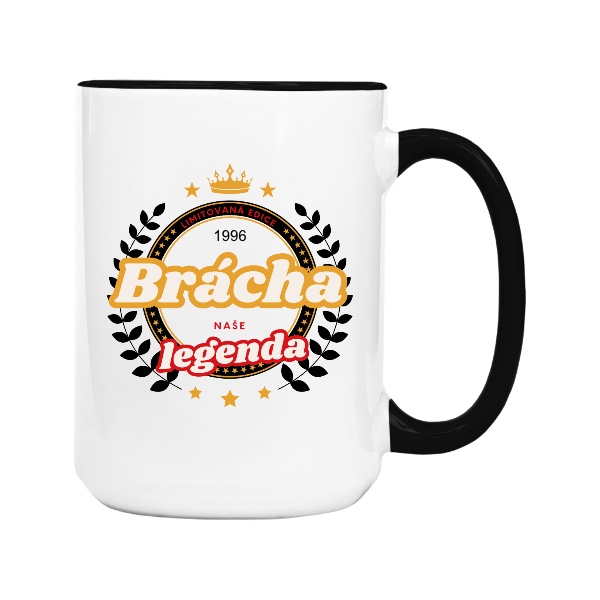 Hrnek velký barevný s potiskem Brácha naše legenda u upravitelným rokem