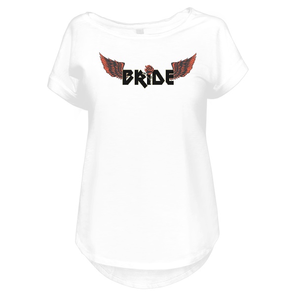 Tričko s potiskem Bride s červenou růží a křídly