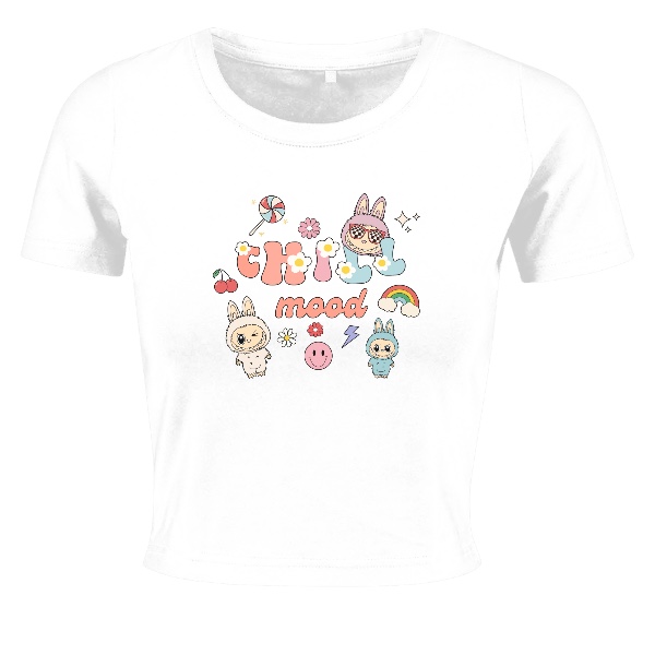 Tričko s potiskem Chill mood s příšerkou ve stylu Labubu