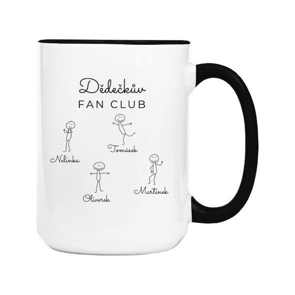 Dědečkův fan club se jmény jeho čtyř vnoučat