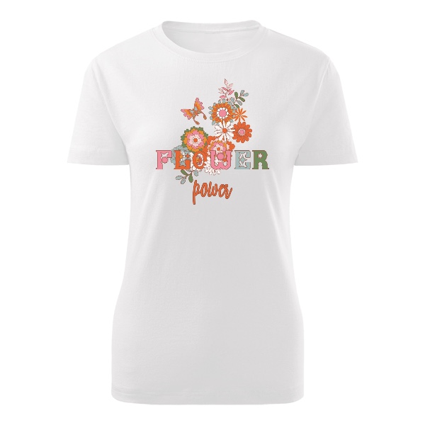 Tričko s potiskem Flower power květiny s motýlkem