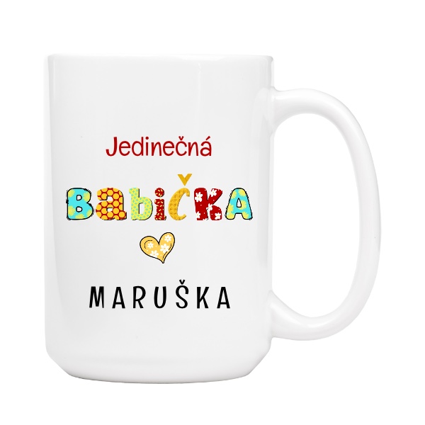 Hrnek velký s potiskem Jedinečná babička se jménem