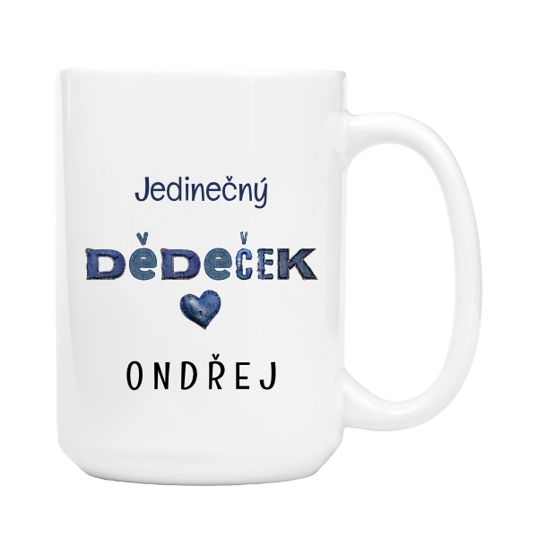 Hrnek velký s potiskem Jedinečný dědeček se jménem