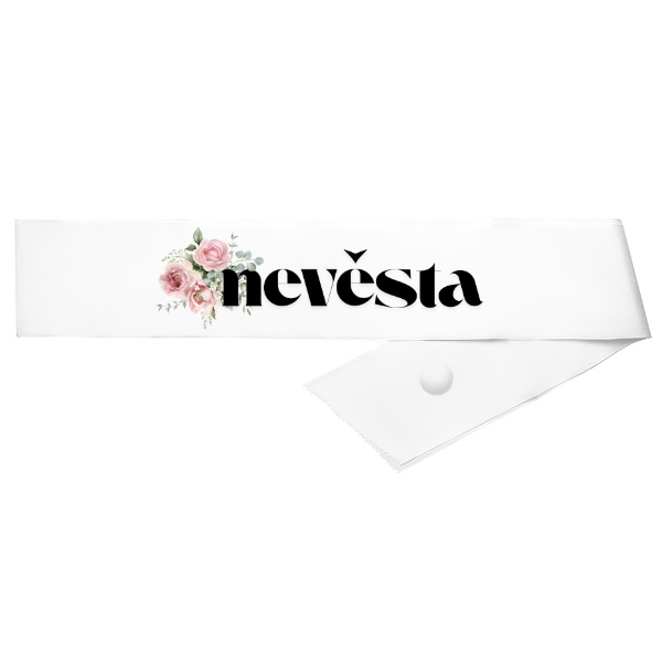 Šerpa s potiskem Květinová šerpa nevěsta růže a eukalyptus