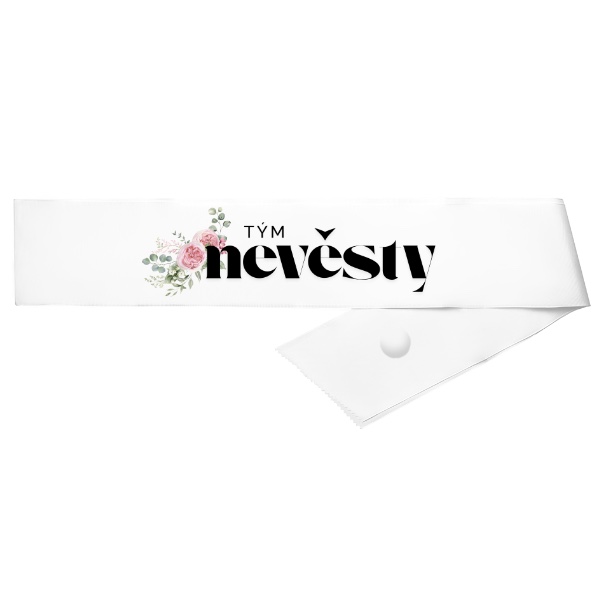 Šerpa s potiskem Květinová šerpa tým nevěsty pivoňky a eukalyptus