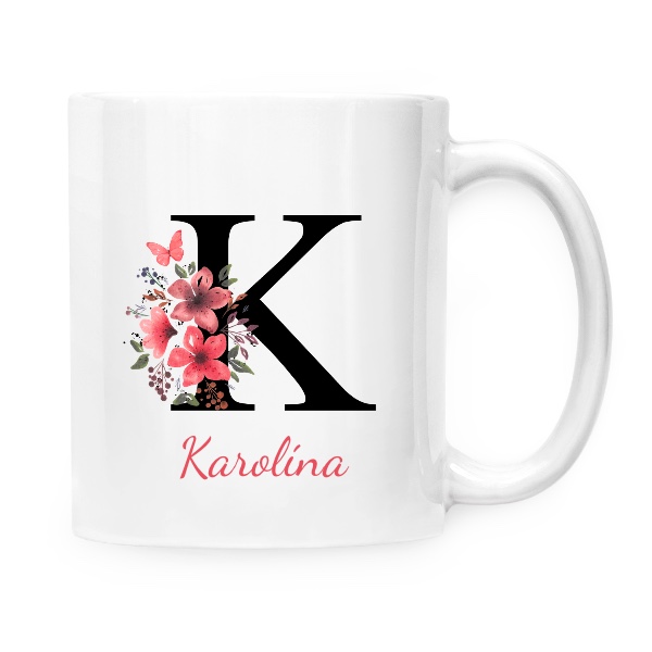 Květinové písmeno K s upravitelným jménem