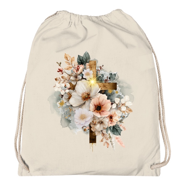 Vak na záda s potiskem Květinový boho kříž