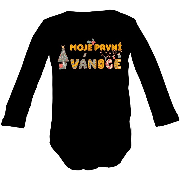 Moje první Vánoce barevný nápis v hořčičné