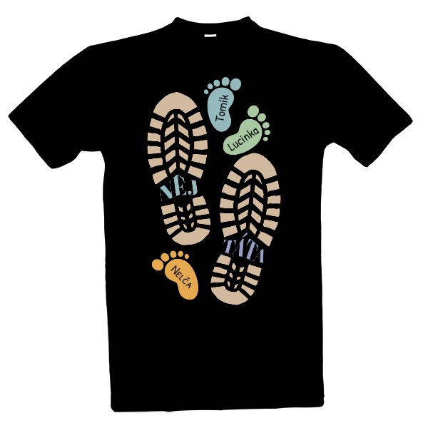 Tričko s potiskem Nej táta stopa se jmény tří dětí