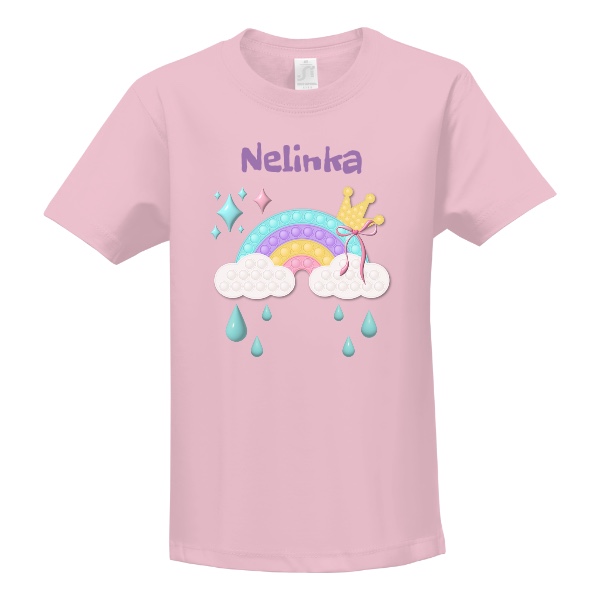 Tričko s potiskem Pop it pastelová duha se jménem