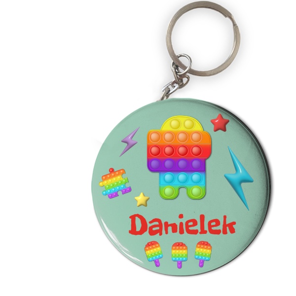 Přívěšek s otvírákem s potiskem Pop it ve stylu Among us s upravitelným jménem