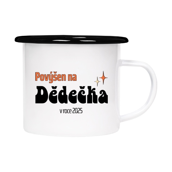 Plecháček - smaltový lem s potiskem Povýšen na dědečka v roce 2025