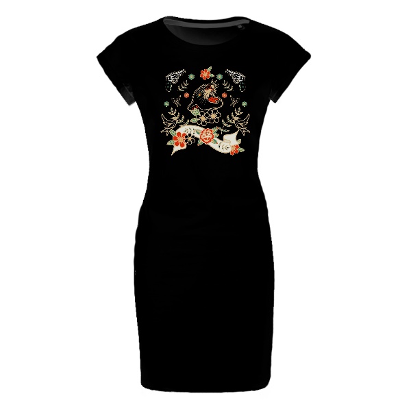 Tričko s potiskem Retro Wild Soul černý panter a květiny