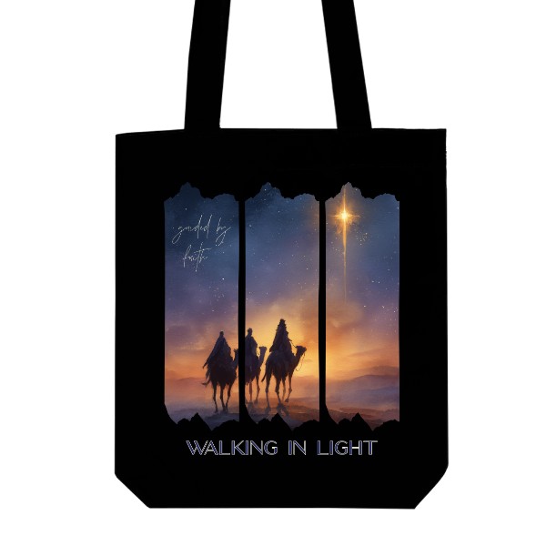 Taška z bio bavlny s potiskem Tři králové Guided by faith walking in light
