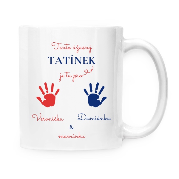 Úžasný tatínek s otisky dlaní a jména 2 dětí