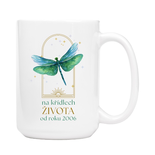 Vážka s textem na křídlech života od roku 2006