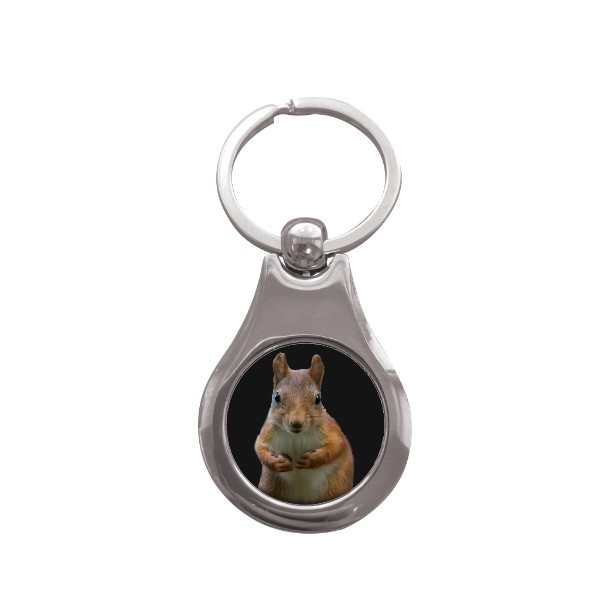 Přívěsek na klíče kolečko s potiskem Veverka