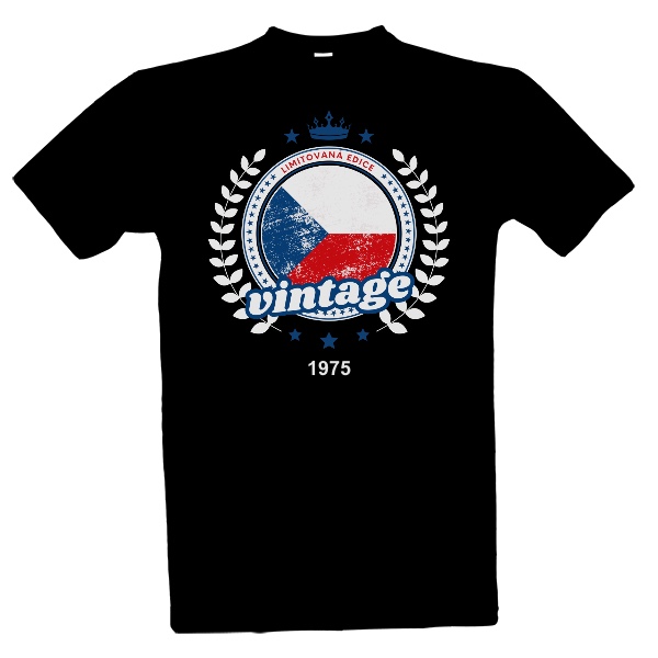 Tričko s potiskem Vintage česká vlajka s editovatelným rokem narození