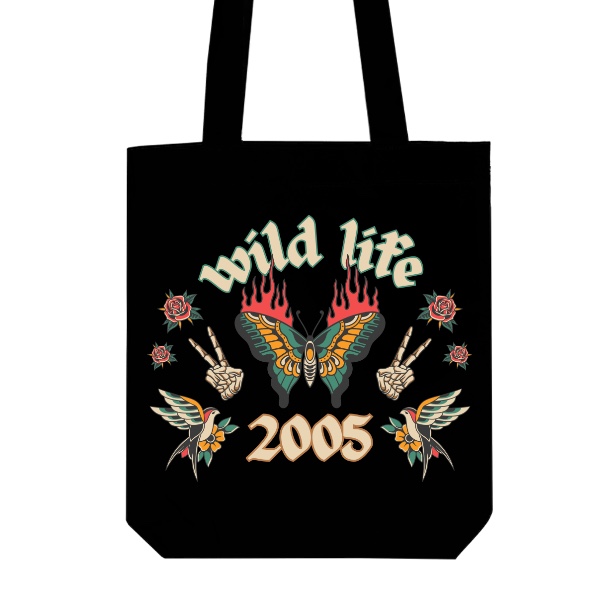 Taška z bio bavlny s potiskem Wild life 2005