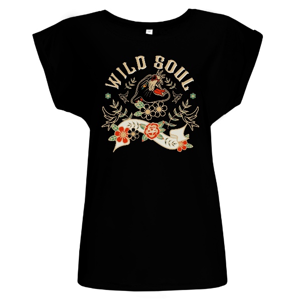 Tričko s potiskem Wild soul černý panter