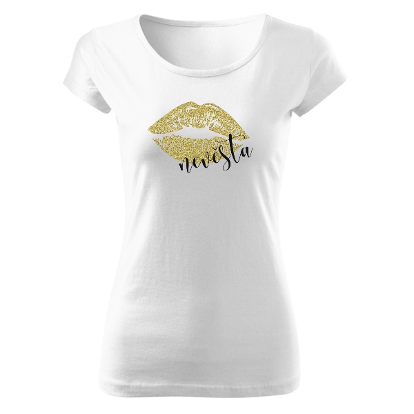 Zlaté rty s nápisem nevěsta